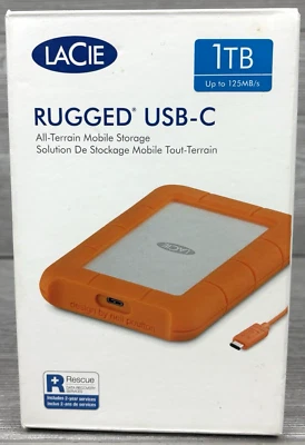 LaCie - Rugged 1TB External USB-C, USB 3.1 Gen 1 Portable Hard Drive - Image 1 of 4