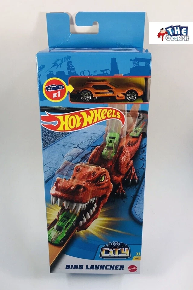 Hot Wheels City Dino Launcher with Die-Cast Vehicle Car Play Set Mattel NEW - Image 1 of 1