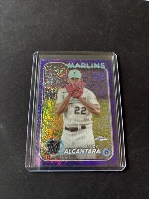 Sandy Alcantara 2024 Topps Chrome Purple Sparkle Refractor #/299 Marlins - Image 1 of 2