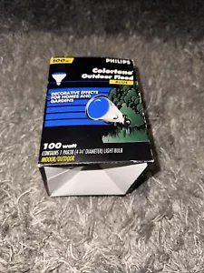 NEW 100 WATT 120v BLUE BR38 outdoor flood 100w LIGHT BULB PAR38 Philips 100BR38 - Picture 1 of 3