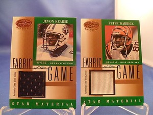 2001 LEAF CERTIFIED FOOTBALL - FABRIC of the GAME (2) NFL JERSEY CARDS *KEARSE*