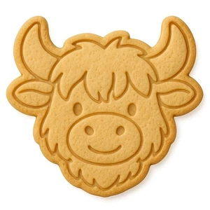 Highland Cow Head Cookie Cutter & Stamp 4x3.2" for Baking Fondant Clay Embosser - Picture 1 of 6