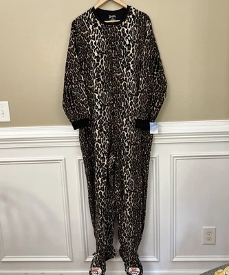 Новый с Ярлыками Nick & Nora флис леопард молнии взрослых цельный ноги пижамы костюм XXL - Изображение 1 из 4