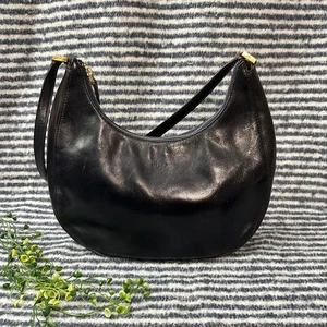 Borsa a mano Monsac in pelle nera con zip e tracolla hobo classica chic piccola vintage - Foto 1 di 10