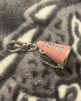 Juicy Couture Cheerleader Megaphone PINK & SILVER METAL "JUICY LEAGUE" Charm - Image 1 of 2