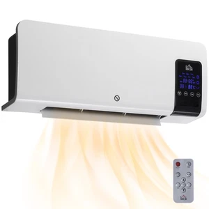 HOMCOM 2000W Wall Mounted Ceramic Heater with Remote Control for Home White - Picture 1 of 11
