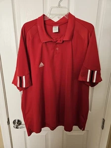 Adidas Mens Red Polo Shirt, Golf Casual Black White Stripe Short Sleeve 2XL - Picture 1 of 6