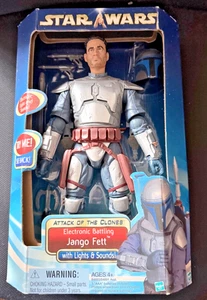 Star Wars Attack of The Clones Electronic Battling Jango Fett 12" Action Figure - Picture 1 of 11