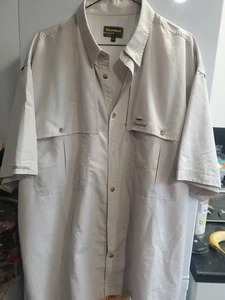 Mens Snowbee Short Sleeve Fishing Shirt Size XXL Excellent Condition Beige - Picture 1 of 10