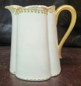 Antique Haviland & Co Pitcher, Schleiger #113 Clover/24k Gold, 8.5" H, EUC/READ  - Picture 1 of 11