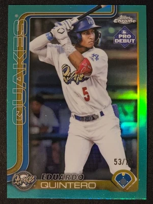 EDUARDO QUINTERO 2025 Topps Pro Debut AQUA FOIL 53/75 -Quakes (Dodgers) - Image 1 of 3