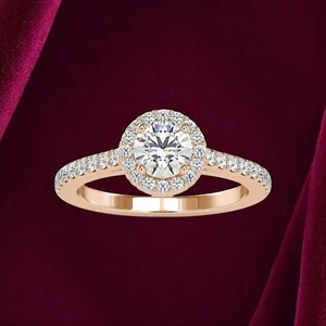 18 Karat Rotgold IGI-zertifizierter im Labor gezüchteter Diamant Verlobungsring 1,40 kt Rundschliff - Bild 1 von 9