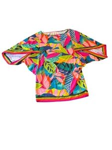 Trina Turk Womens S/P Multicolored Tropical Print Poolside Tunic Lounge Resort - Picture 1 of 4