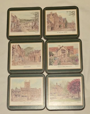 Набор из 6 пробковых подставок Шекспира викторианской Англии  - Изображение 1 из 4