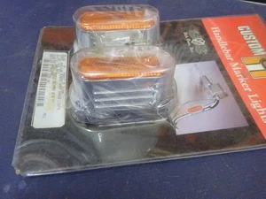 HARLEY'S CUSTOM'S MULTI-FIT Chrome CUSTOM HANDLEBAR AMBER MARKER LIGHTS - Picture 1 of 6