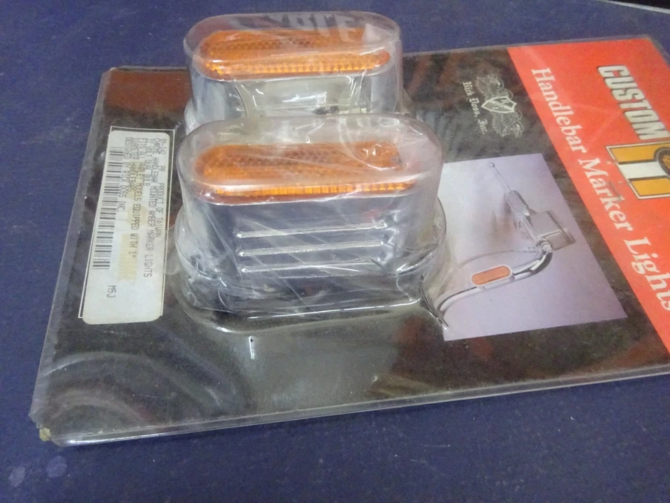 HARLEY'S CUSTOM'S MULTI-FIT Chrome CUSTOM HANDLEBAR AMBER MARKER LIGHTS - Image 1 of 4