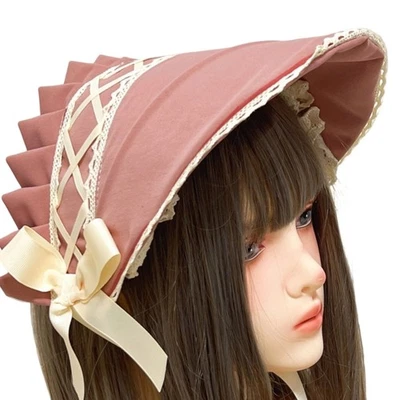 Lace Trim Bonnet Hat Cosplay Event Victorian Cocktail Hat Women Head Accessory - Image 1 of 4