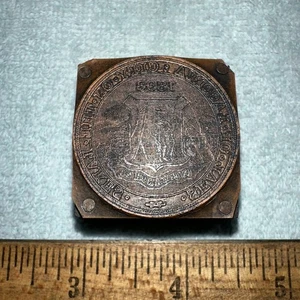 Printing Block “ Seal of Laconia N.H. City on The Lake” RARE!! Copper Face - Picture 1 of 13