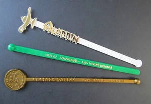 3 Vtg. Las Vegas Cocktail SWIZZLE STICKS Caesar's Palace/ ALADDIN/ Hotel Riviera - Picture 1 of 4