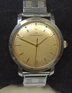 Reloj ETERNA-MATIC cal 1243T 37 mm con corona. vintage, raro, ¡funciona bien! - Imagen 1 de 19
