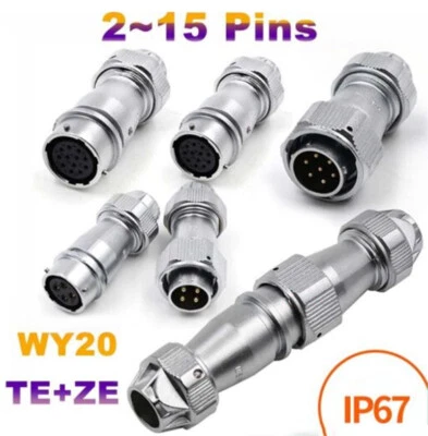 WY20 TE+ZE Aviation Plugs Sockets IP67 Waterproof Cable Connector 2 3 4~15 Pins - Image 1 of 4