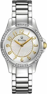 Reloj de vestir para mujer Bulova 98L175 tono plata esfera blanca cristales de Swarovski Foto 1 de 2