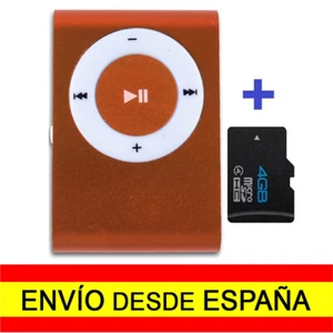 Mini Reproductor MP3 + MicroSD de 4 Gb Clip Naranja Aluminio a0393 a1434 - Imagen 1 de 2