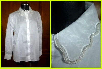 NwT $280 JASON WU embellished Collar White Relaxed fit Shirt BLOUSE TOP M - Image 1 of 4