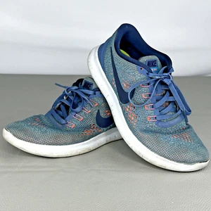 Nike Womens Free RN 831509-403 Blue Orange Running Shoes Sneakers Size 7.5 - Picture 1 of 10