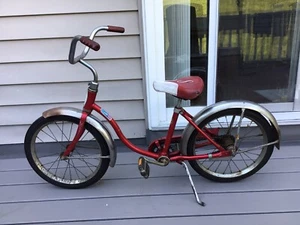 Vintage Schwinn Red Pixie Bicycle Original 46" x 29" - Picture 1 of 19
