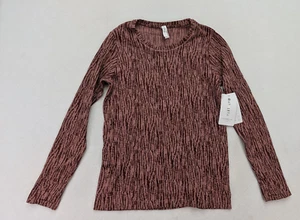 Athleta Flurry Elemental Top Size XL Brown Print Long Sleeve Fitted Stretch NEW - Picture 1 of 14