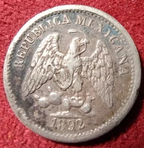 MEXICO 1892 MoM Silver 5 Centavos. Classic design, sharp detail - Picture 1 of 2