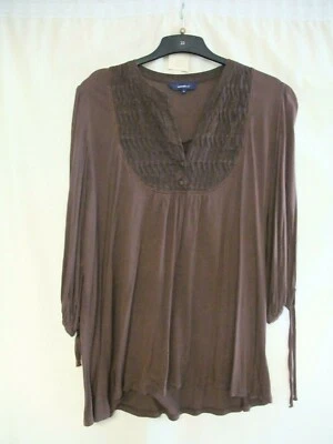 Womens Brown Blouse Tunic Top, Button Up, Debenhams Casual Club, UK 18 8173 - Image 1 of 4