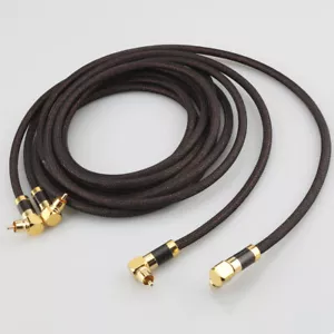 Pair 6N pure Solid Silver RCA Audio Cable with Right angled rca plug HIFI - Picture 1 of 11