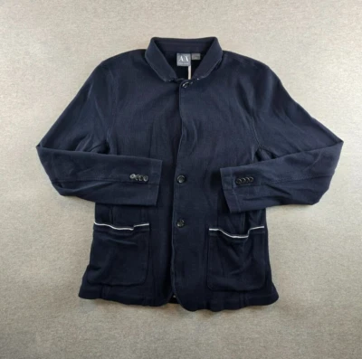 ARMANI Exchange Men's Waffle Knit J-Summer Cotton Jacket Size L Navy Shacket - Image 1 of 4