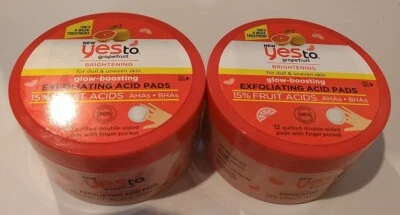 2 NEW YesTo Grapefruit Brightening Exfoliating Acid Pads 12 Pads Each - Image 1 of 4