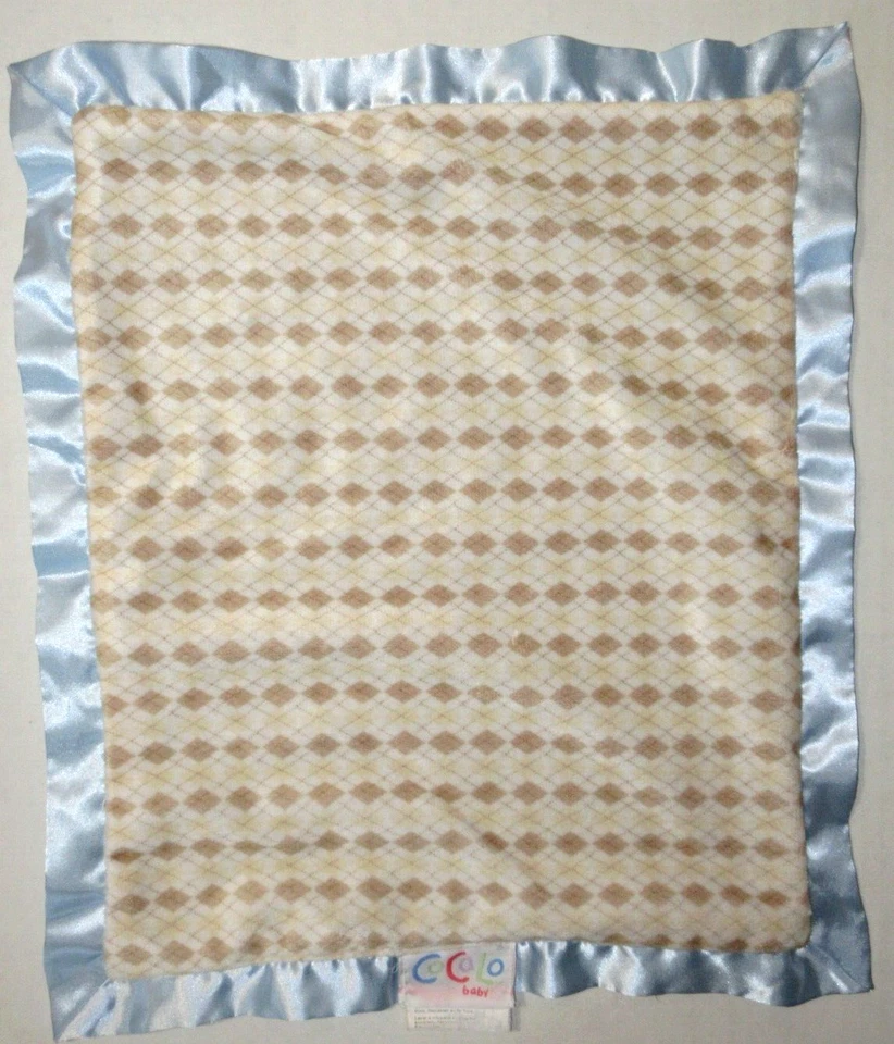 Кокало Baby безопасности одеяло синий желтовато-коричневый коричневый Argyle синий атлас отделки плюшевый милый - Изображение 1 из 4