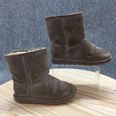 Bearpaw Boots Youth 2 Elle Shearling Gray Cow Suede Pull On Comfort Ankle Top - Image 1 of 4