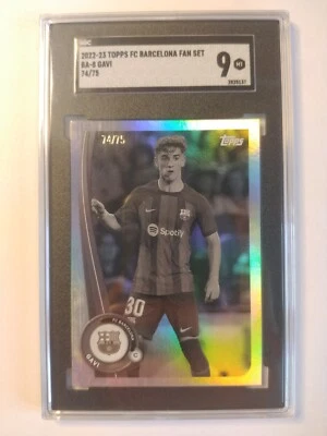 Topps FC Barcelona Official Fan Set 2022-23 BA-8 GAVI Parallel 74/75 SGC 9 POP 1 - Image 1 of 4
