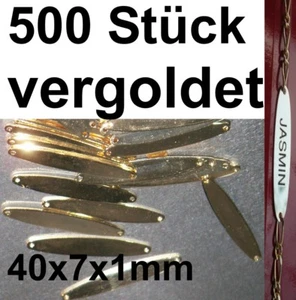 500x GRAVURPLATTE ARMBAND Messing vergoldet Juwelier Goldschmied Gravurschild - Bild 1 von 1