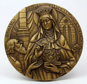 BRONZE MEDAL / QUEEN ELIZABETH PORTUGAL / MIRACLE OF ROSES / back ROSE WINDOW - Picture 1 of 3