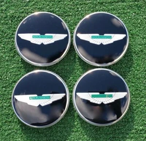4 New Factory Aston Martin Center Caps Wheel Set OEM Black Genuine CD33-1A096-BA - Picture 1 of 3