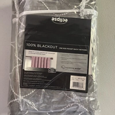 1 Eclipse Blackout Rod Pocket Back Tab Panel Nora Geo Embo 50 X 95 in Gray ✔️ - Image 1 of 2