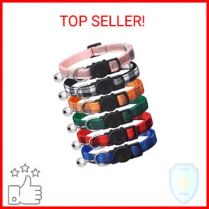 6 Pack Classic Plaid Cat Collars with Bells - Breakaway Kitten Collar and Adjust - Picture 1 of 2