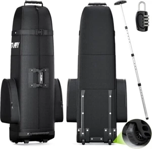 Padded Case Golf Club Travel Bag Wheels Luggage Lock Cover Airline Waterproof - Picture 1 of 9
