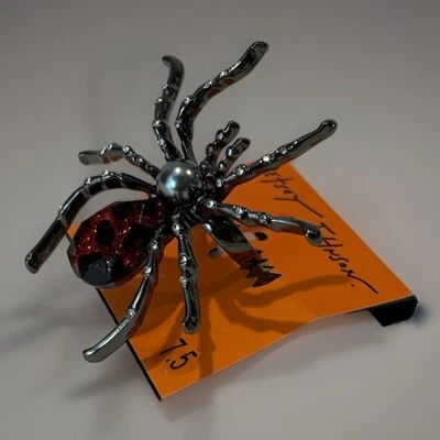 Betsey Johnson Halloween Red & Black GLAM Spider Sparkle Ring 7.5 sz NWT - Image 1 of 4