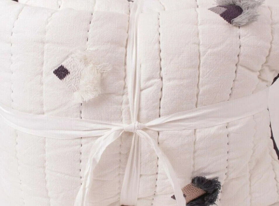 Pottery Barn Teen Nira Embroidered Quilt Full/Queen Ivory/Vintage Ebony - Image 1 of 1