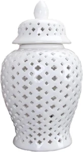 Pierced Ceramic Ginger Jar with Lid,Modern Decorative Vases for Home Decor... - Picture 1 of 4