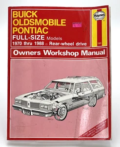 Haynes Buick Oldsmobile Pontiac tamaño completo 1970-1988 tracción trasera manual de reparación #1551 - Imagen 1 de 6