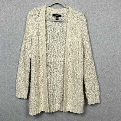 Forever 21 Duster Cardigan Womens M Ivory Open Chunky Boucle Knit Sweater Long - Image 1 of 4